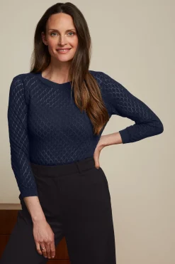 King Louie Tops & Shirts|Agnes Top Loop Ajour Dark Navy