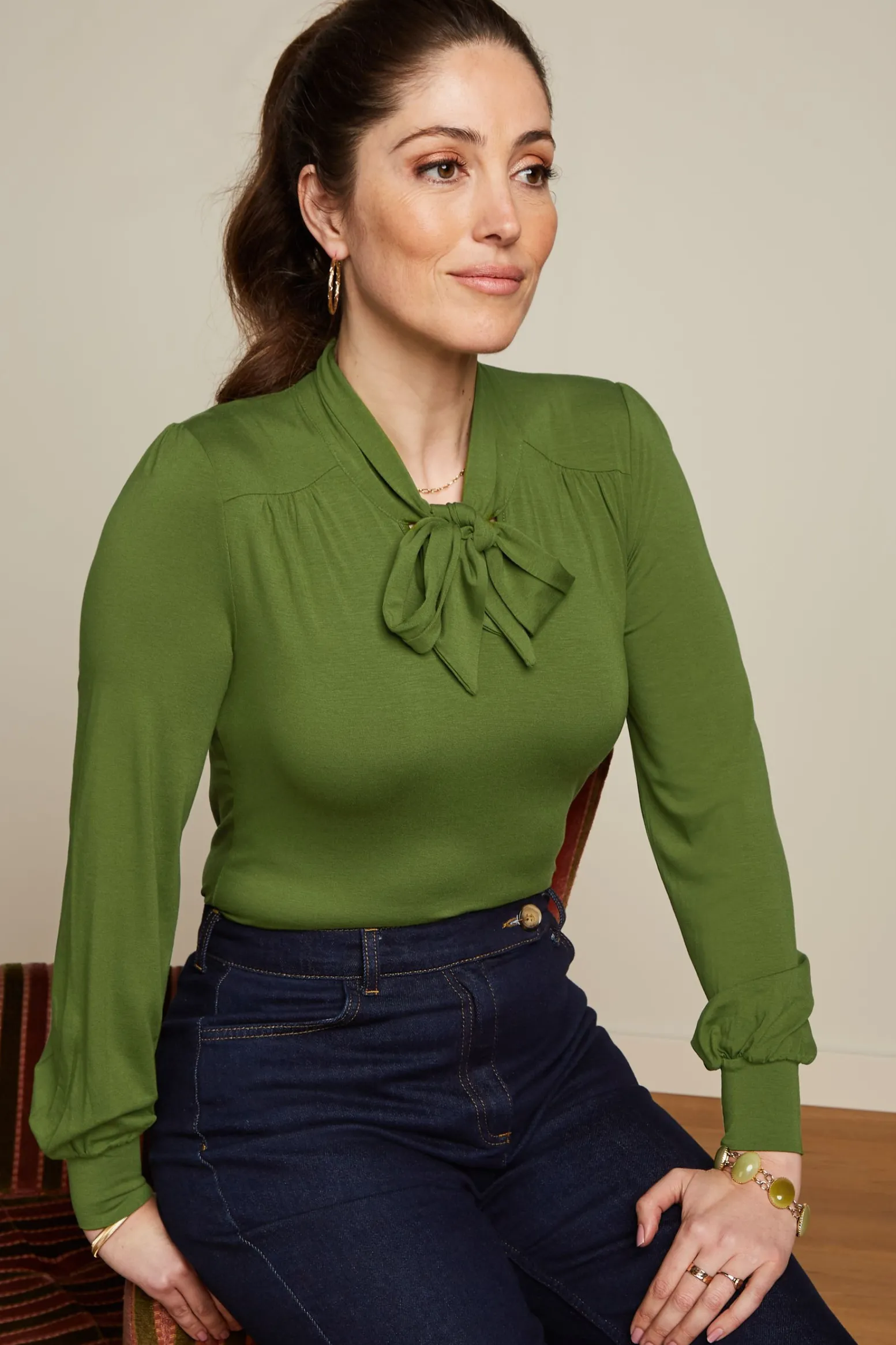 King Louie Tops & Shirts|Amalia Top Ecovero Light Olive Green