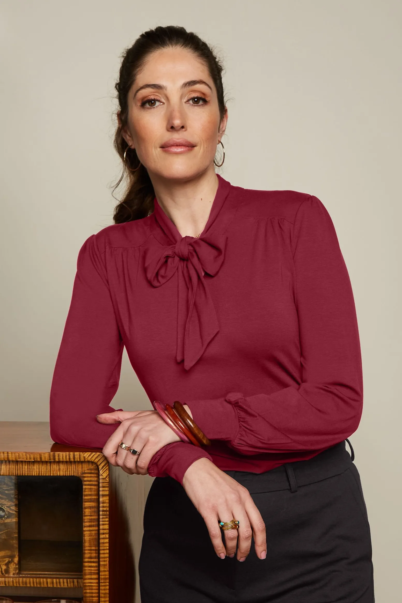 King Louie Tops & Shirts|Amalia Top Ecovero Light Cabernet Red