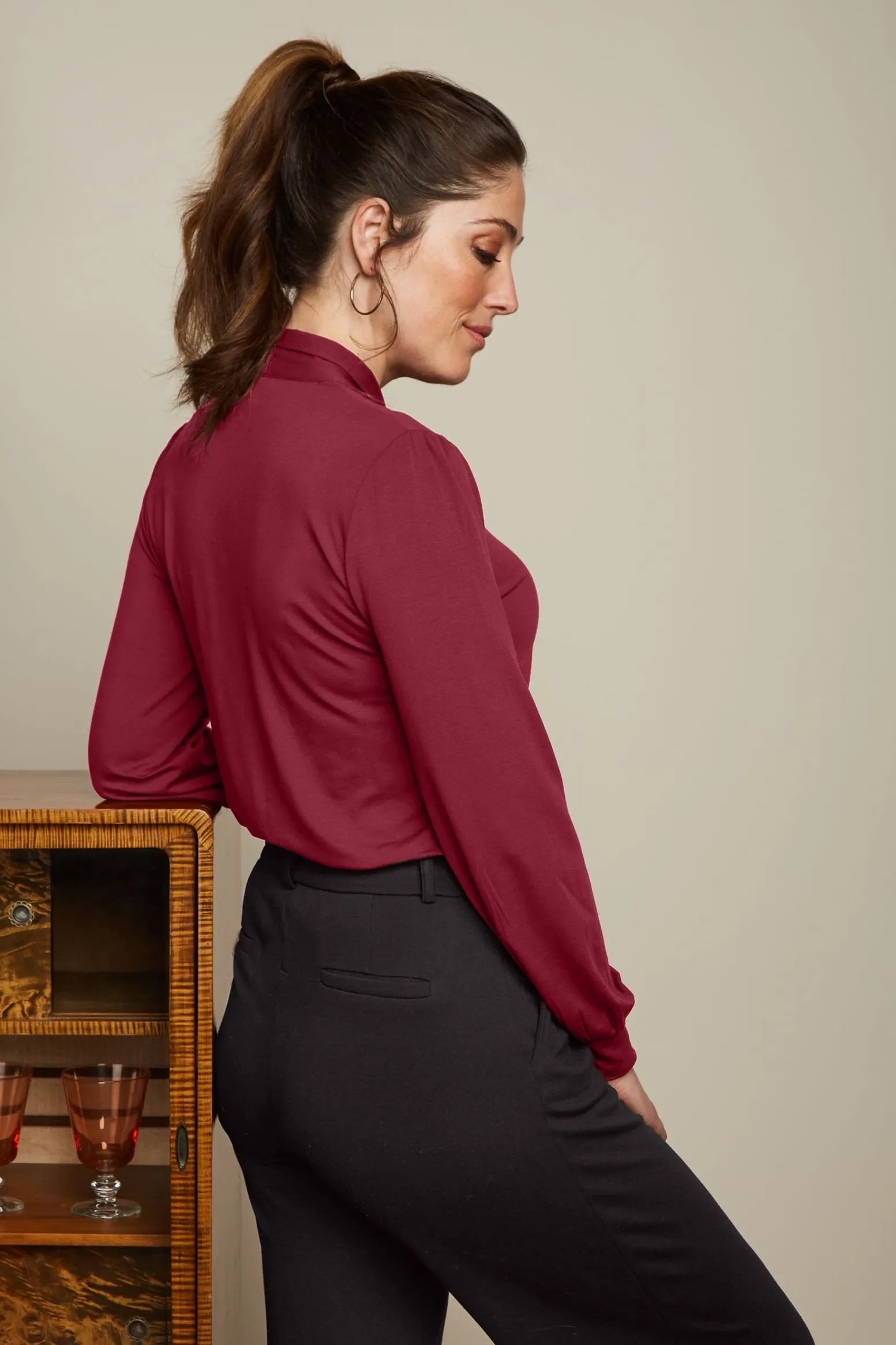 King Louie Tops & Shirts|Amalia Top Ecovero Light Cabernet Red