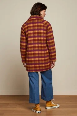 King Louie Jassen & Blazers|Amelie Coat Wylde Check Pecan Brown