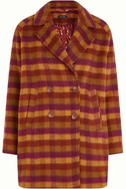 King Louie Jassen & Blazers|Amelie Coat Wylde Check Pecan Brown
