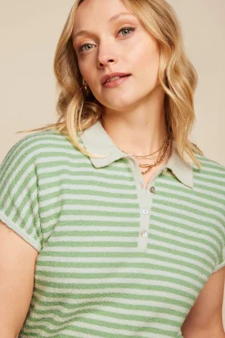 King Louie Tops & Shirts|Ann Polo Top Dee Dee Cameo Green