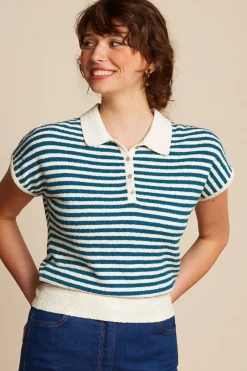 King Louie Tops & Shirts|Ann Polo Top Dee Dee Lapis Blue