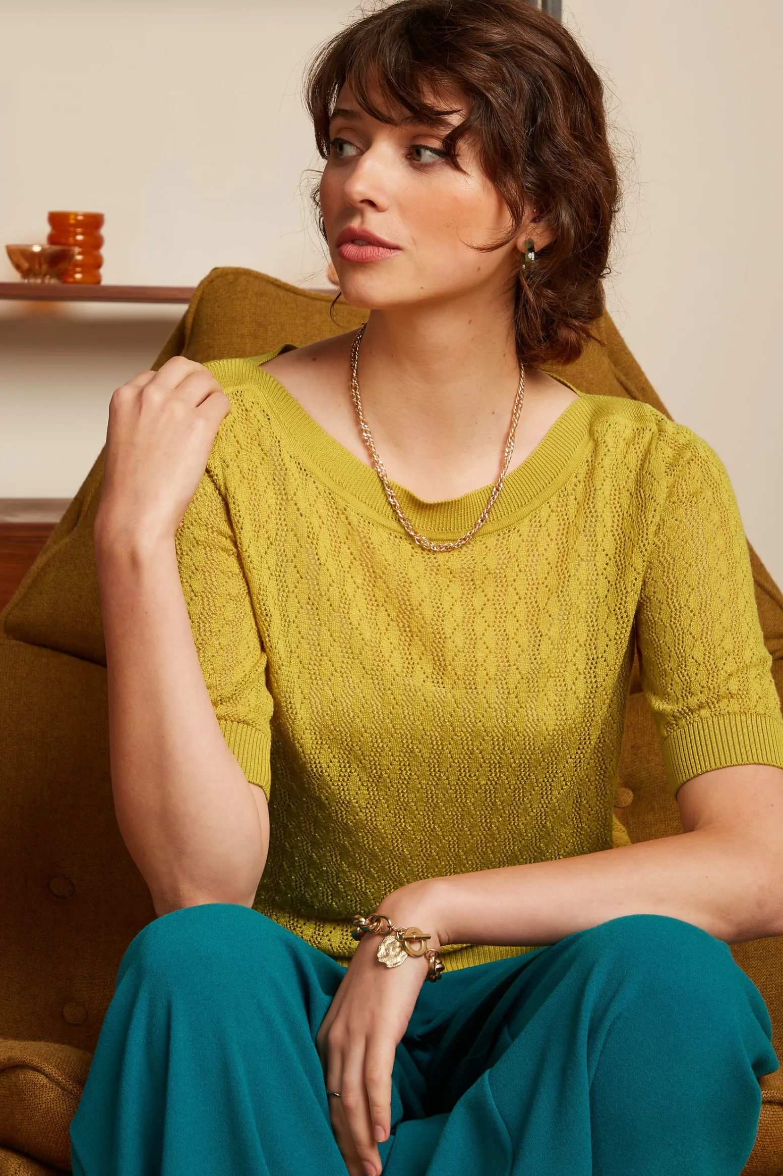 King Louie Tops & Shirts|Audrey Top Loop Ajour Tuscan Yellow