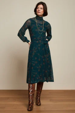 King Louie Jurken|Betsy Rollneck Dress Allure Pine Green