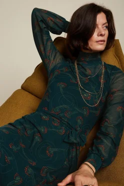 King Louie Jurken|Betsy Rollneck Dress Allure Pine Green