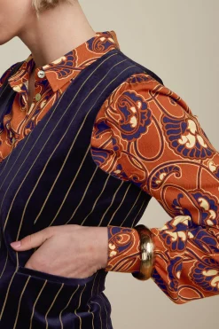 King Louie Tops & Shirts|Bianca Gilet Pinstripe Blue