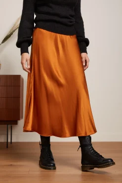 King Louie Rokken|Bibi Skirt Star Satin Maple Orange