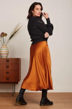 King Louie Rokken|Bibi Skirt Star Satin Maple Orange