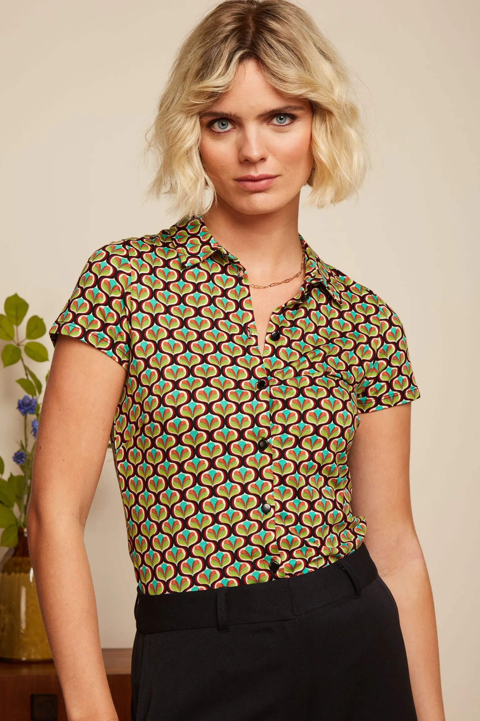 King Louie Blouses|Blouse Indy Delphinium Green