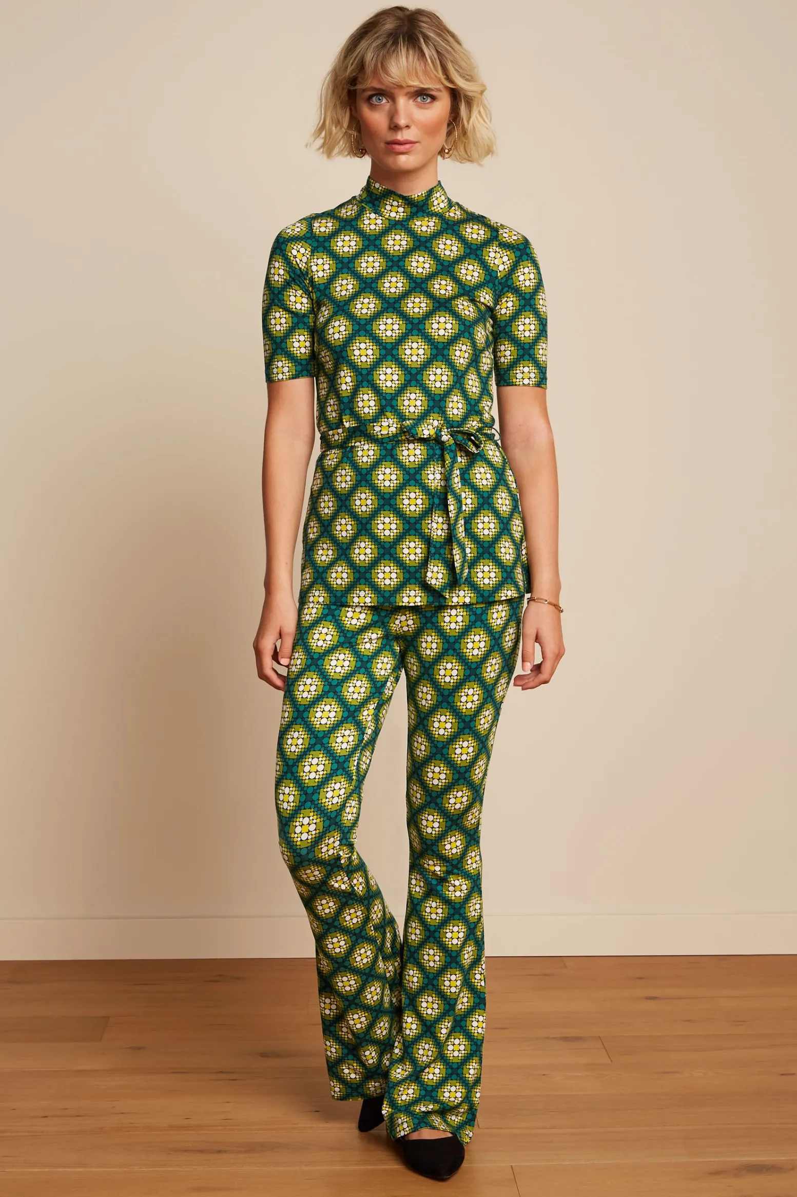 King Louie Broeken|Border Flared Pants Kirby Para Green