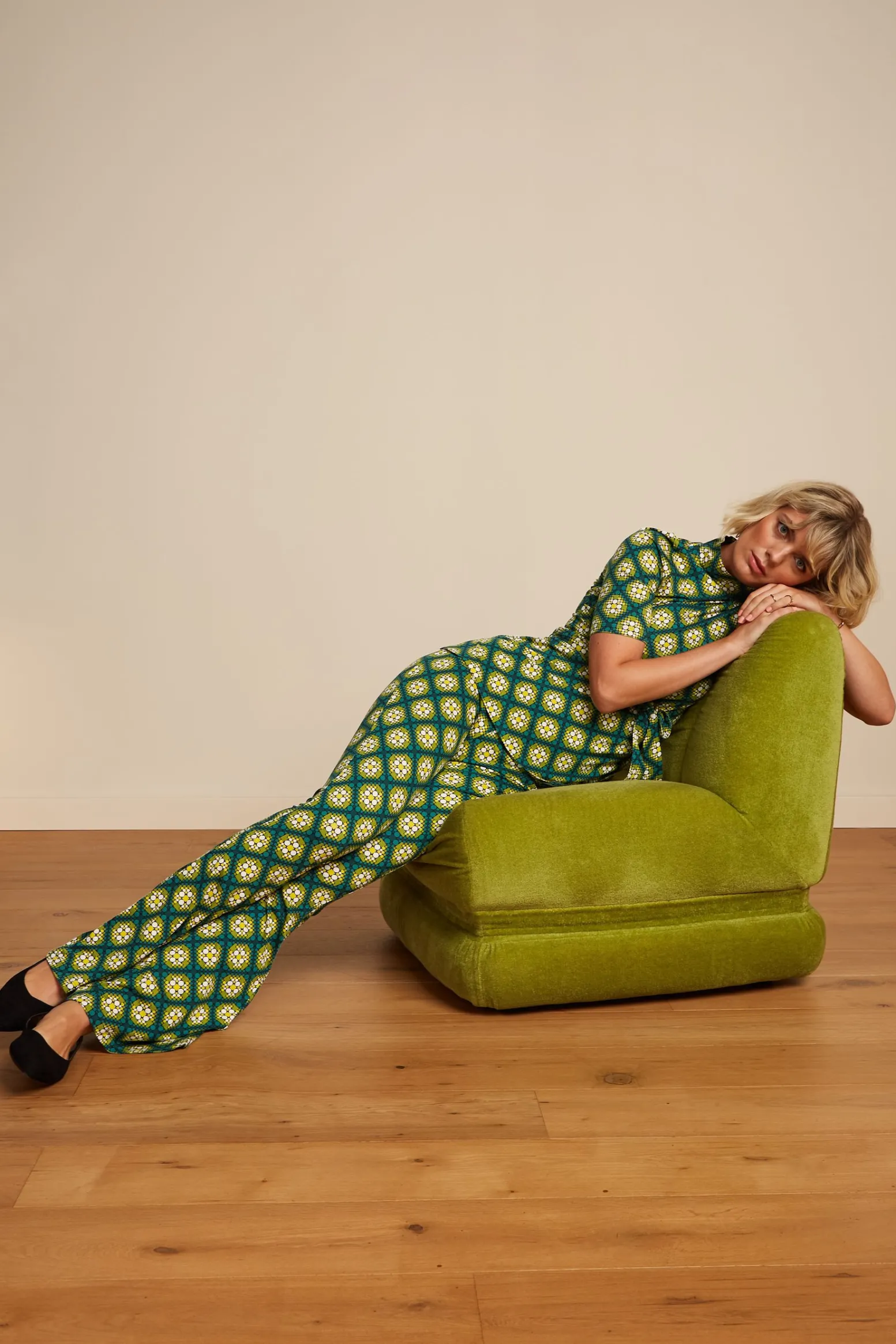 King Louie Broeken|Border Flared Pants Kirby Para Green