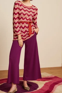 King Louie Broeken|Border Palazzo Cropped Pants Milano Crepe Caspia Purple