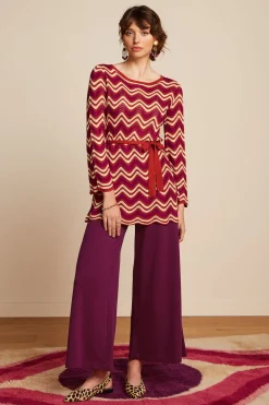 King Louie Broeken|Border Palazzo Cropped Pants Milano Crepe Caspia Purple