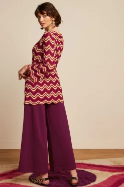 King Louie Broeken|Border Palazzo Cropped Pants Milano Crepe Caspia Purple