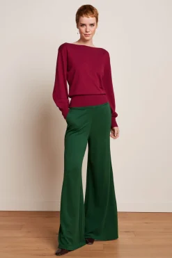 King Louie Broeken|Border Palazzo Pants Milano Crepe Forest Green