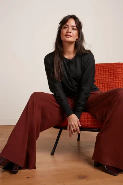 King Louie Broeken|Border Palazzo Pants Milano Crepe Sandelwood Brown