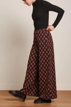 King Louie Broeken|Border Palazzo Pants Riley Jacquard Cabernet Red