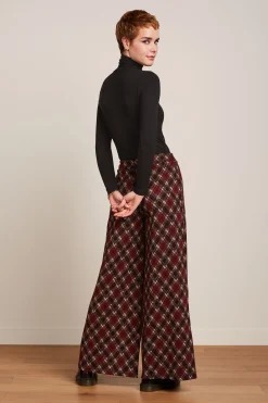 King Louie Broeken|Border Palazzo Pants Riley Jacquard Cabernet Red