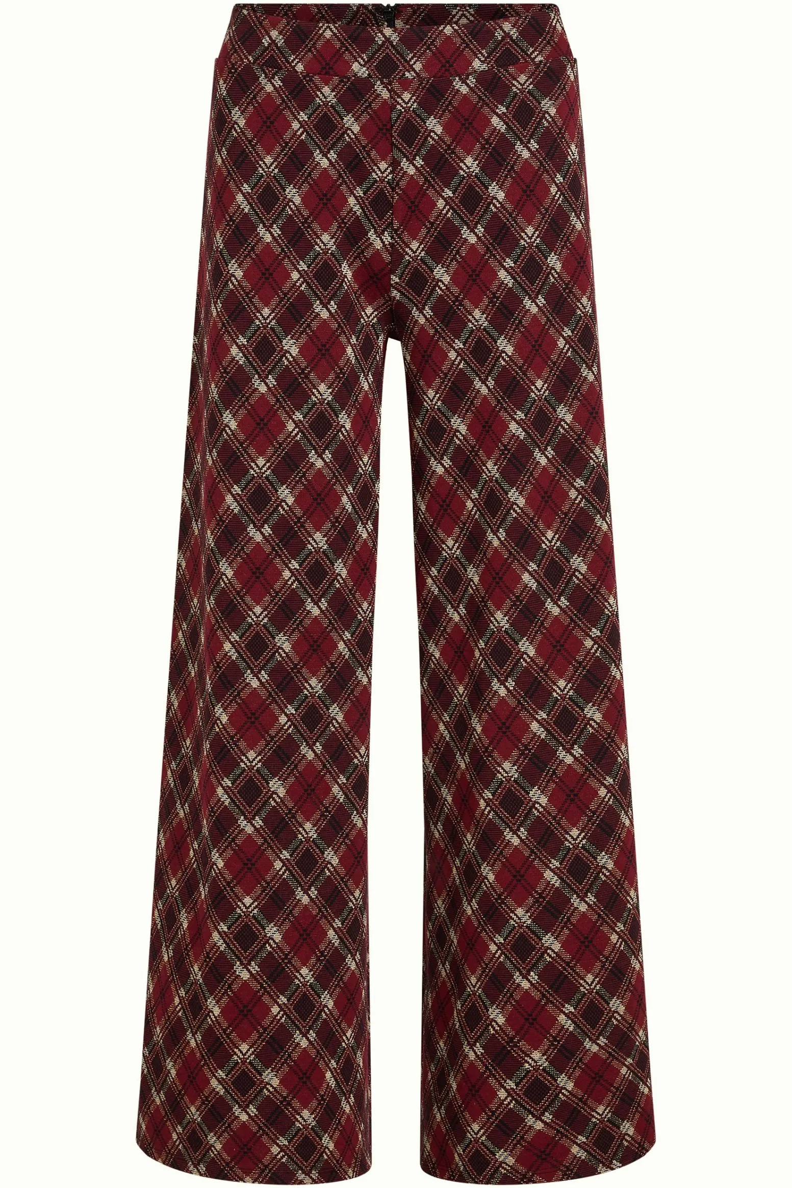 King Louie Broeken|Border Palazzo Pants Riley Jacquard Cabernet Red