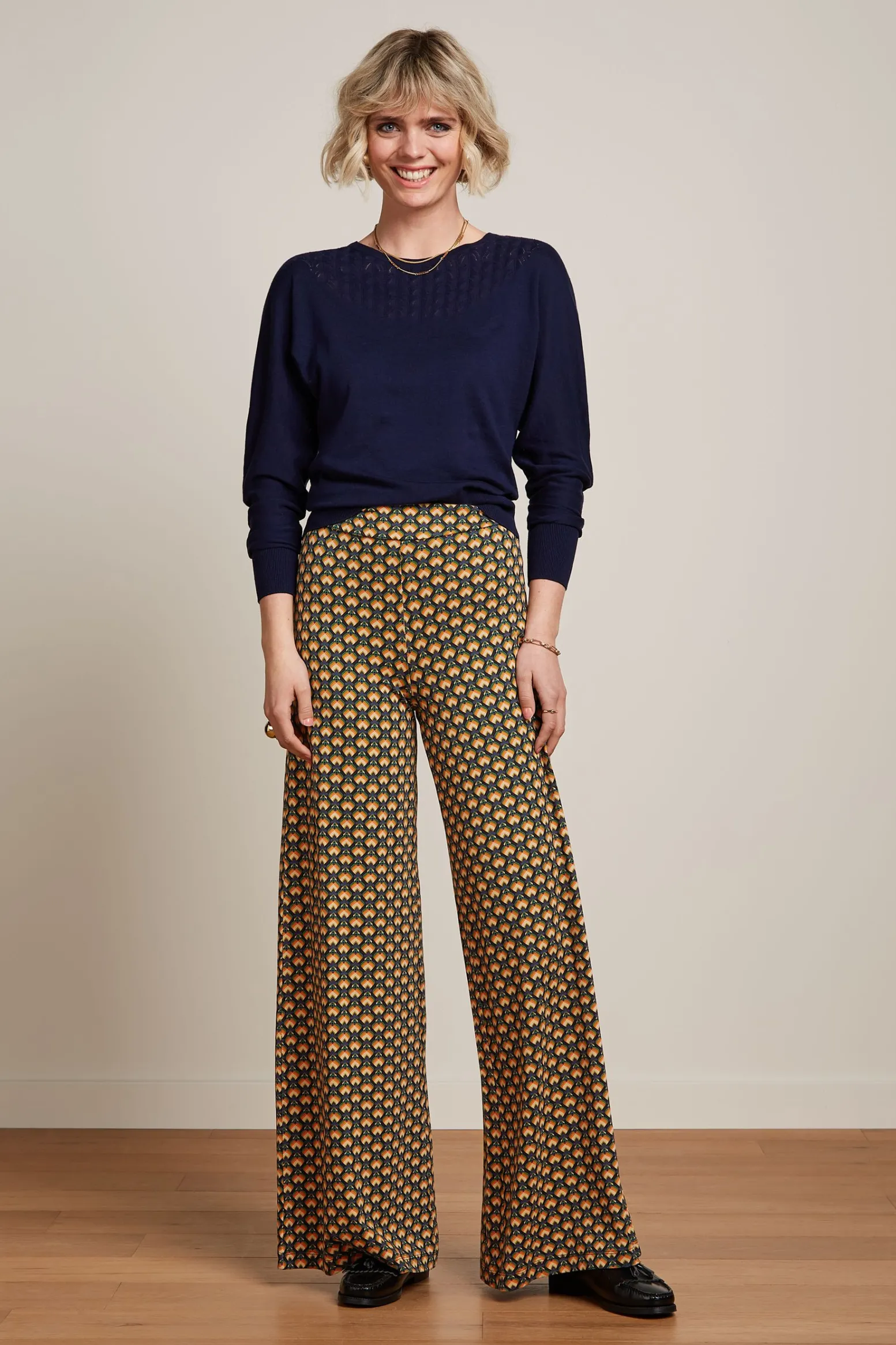 King Louie Broeken|Border Palazzo Pants Valet Streeple Blue
