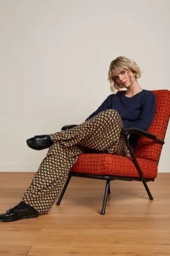 King Louie Broeken|Border Palazzo Pants Valet Streeple Blue