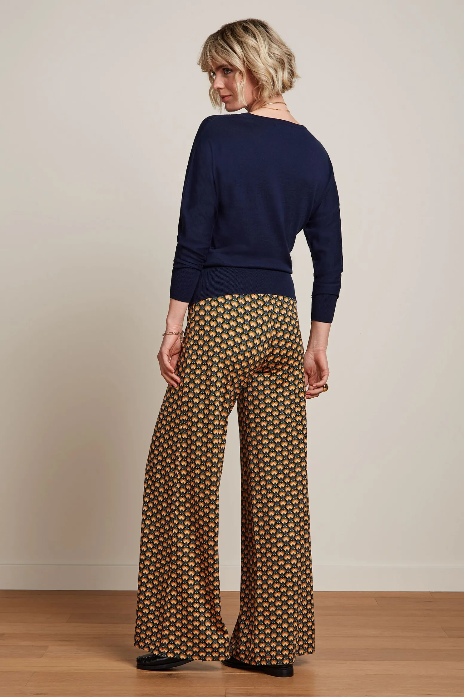 King Louie Broeken|Border Palazzo Pants Valet Streeple Blue