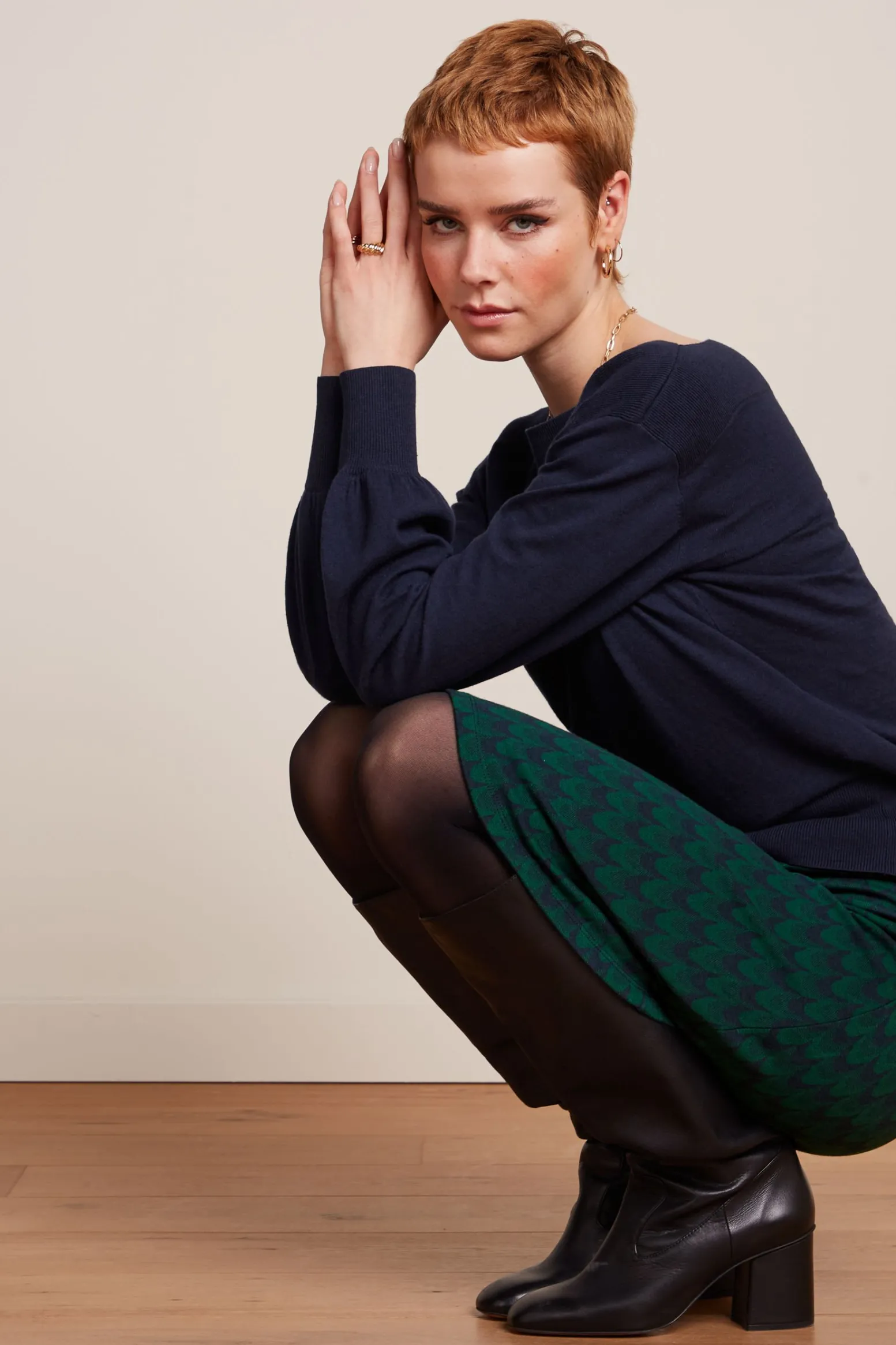 King Louie Rokken|Border Skirt Duffy Jacquard Evening Blue