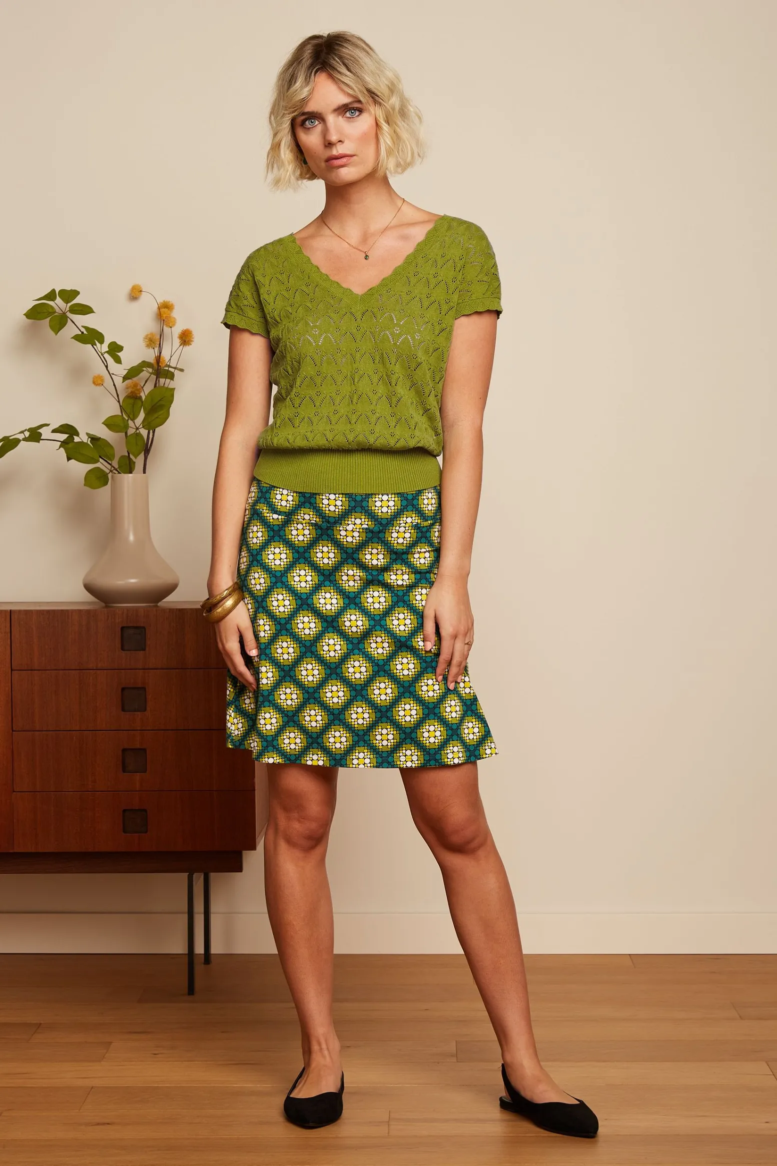 King Louie Rokken|Border Skirt Kirby Para Green