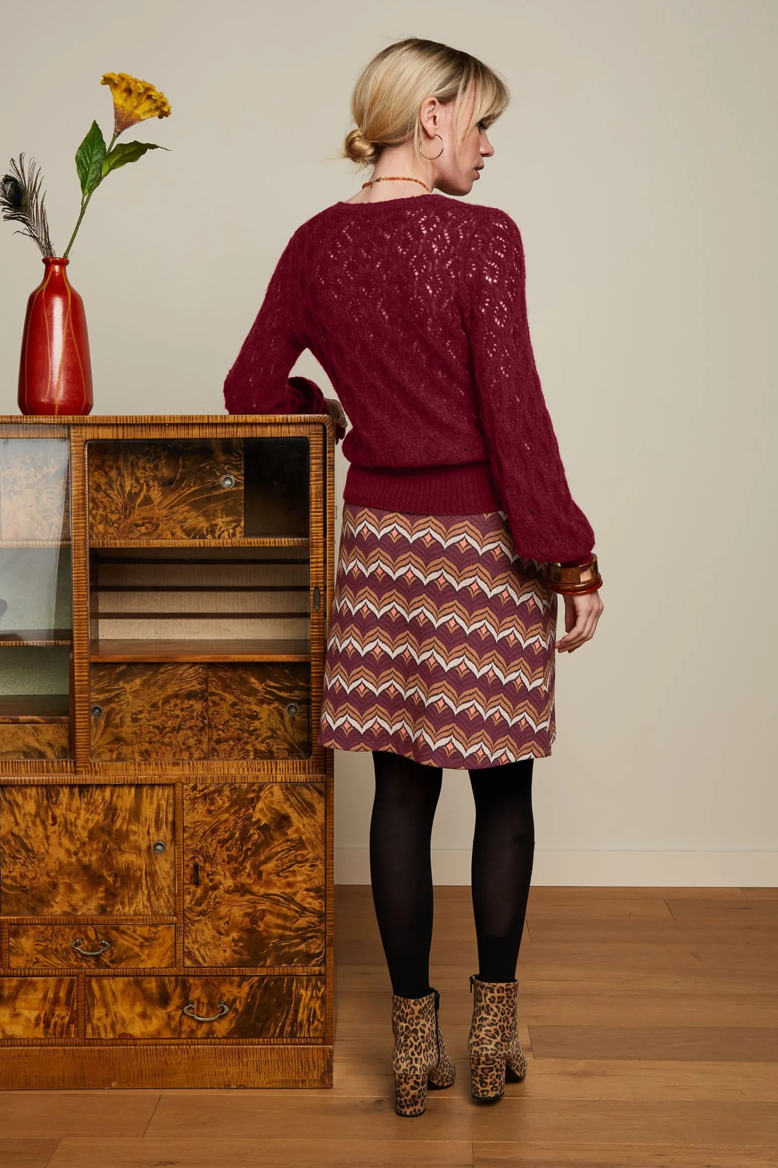 King Louie Rokken|Border Skirt Lounge Cabernet Red