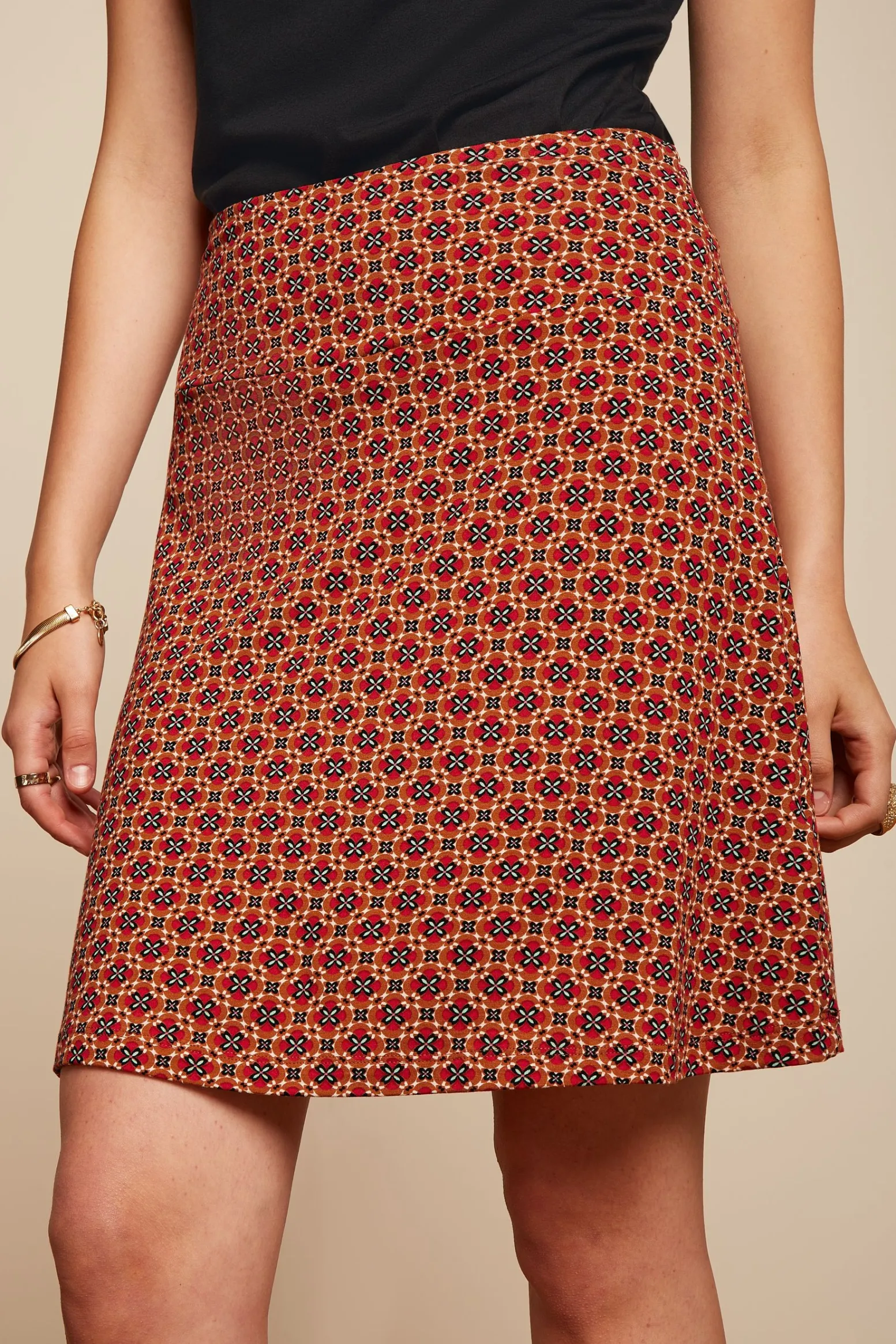 King Louie Rokken|Border Skirt Miro Jalapeno Red
