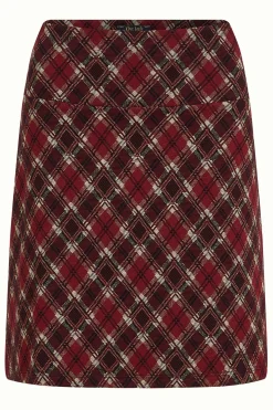 King Louie Rokken|Border Skirt Riley Jacquard Cabernet Red