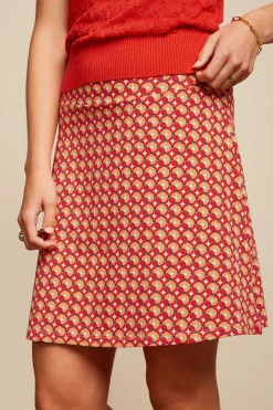 King Louie Rokken|Border Skirt Rowe Fiery Red
