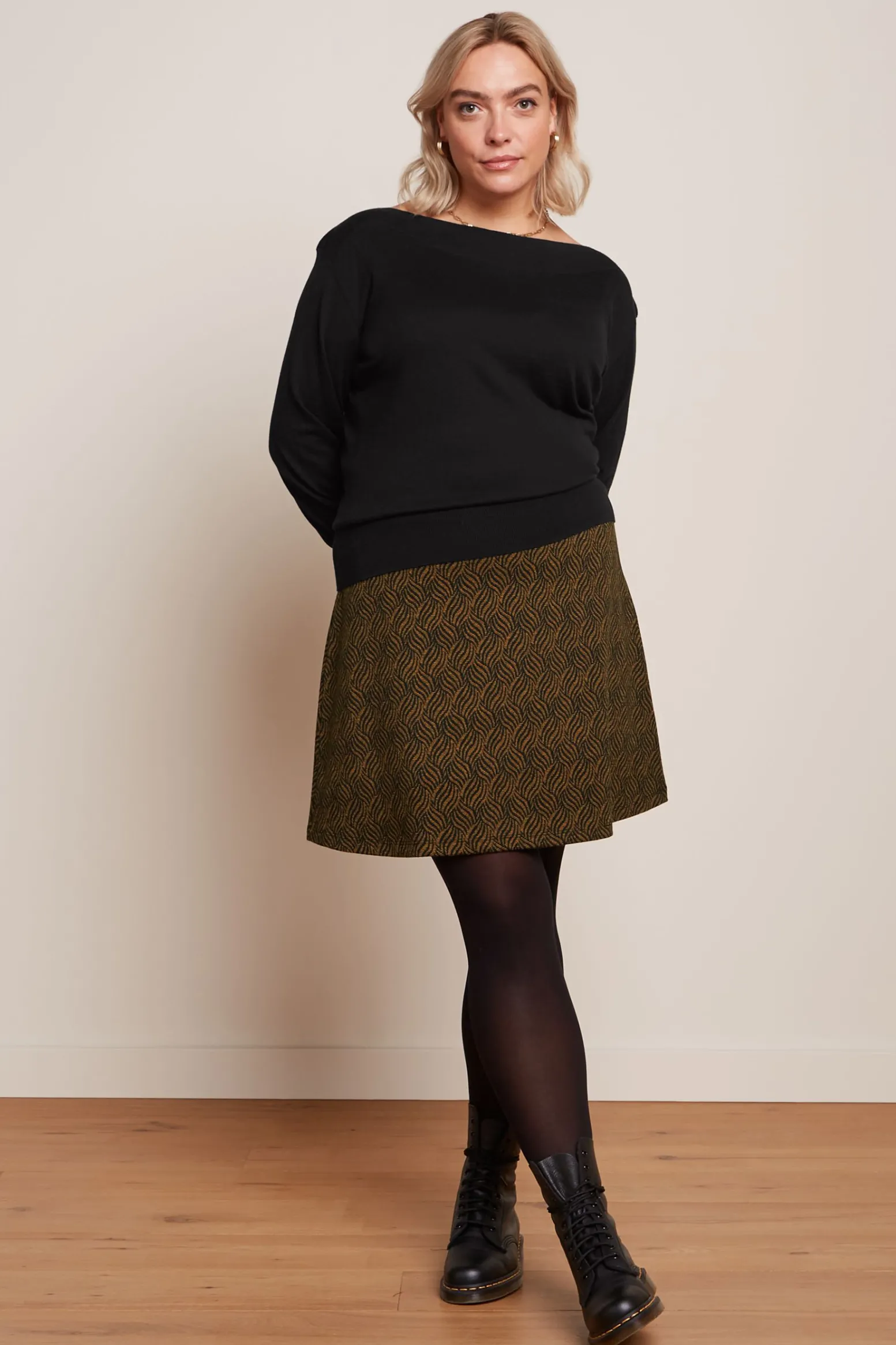 King Louie Rokken|Border Skirt Ruby Jacquard Black