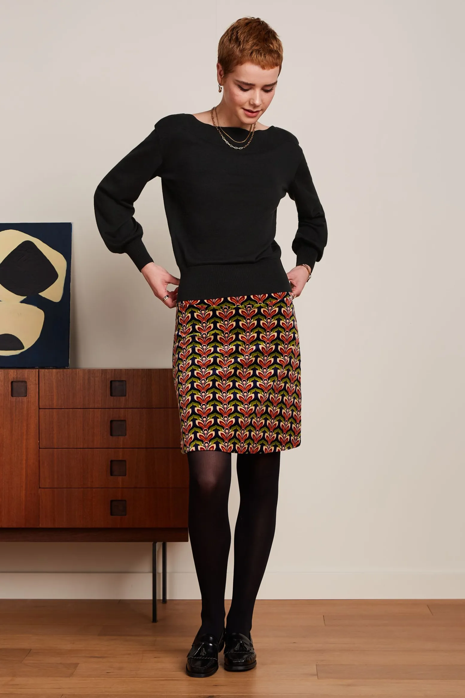 King Louie Rokken|Border Skirt Sunday Evening Blue