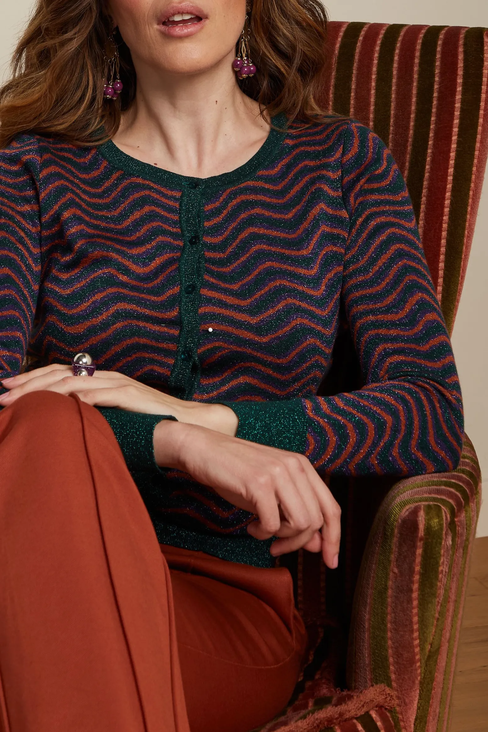 King Louie Vesten|Cardi Roudnneck Lava Pine Green
