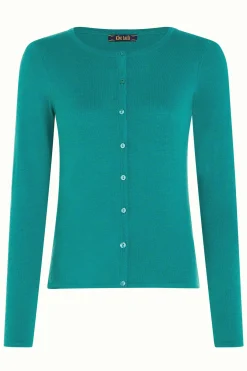 King Louie Vesten|Cardi Roundneck Cocoon Dark Aqua Green