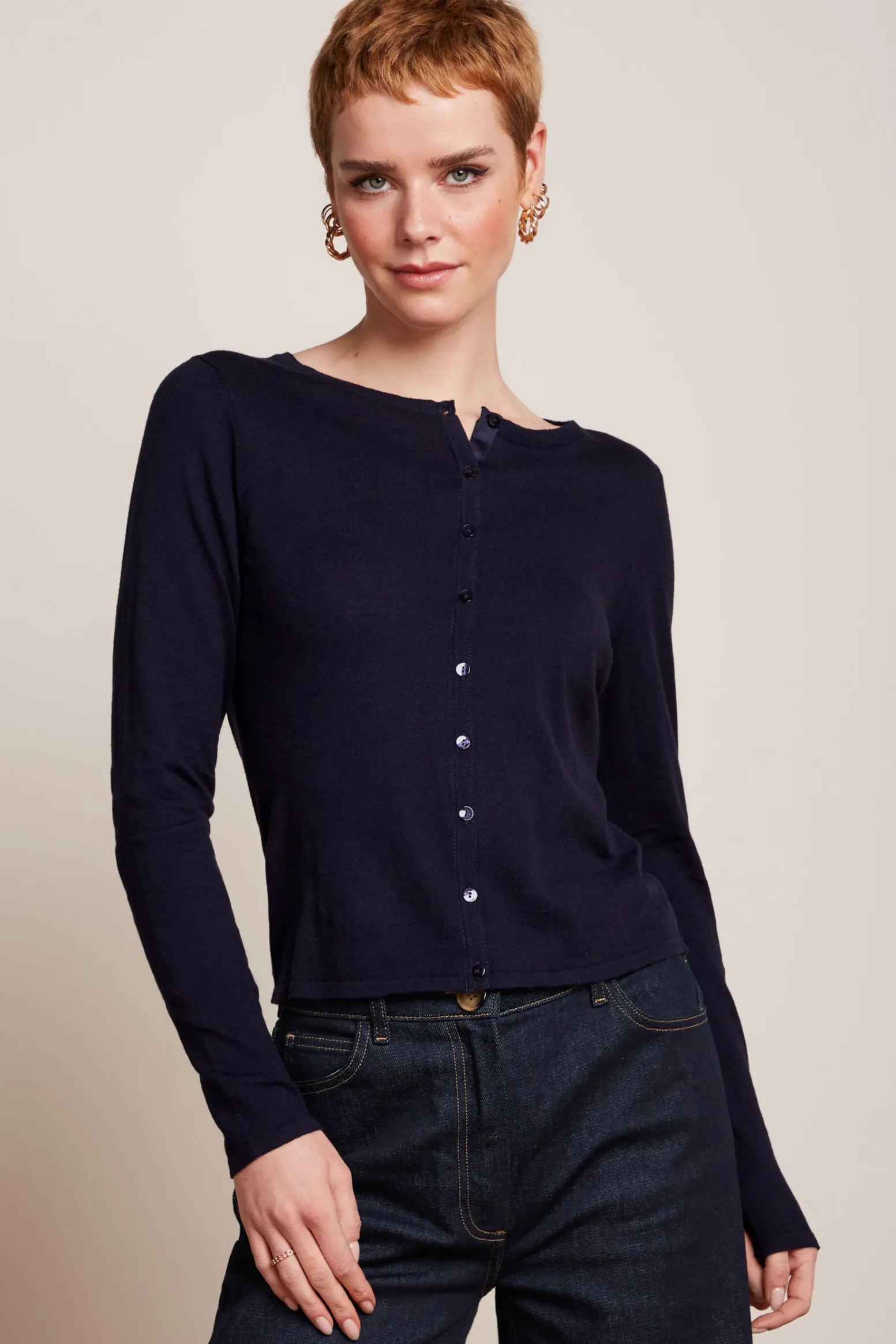 King Louie Vesten|Cardi Roundneck Cocoon Blue