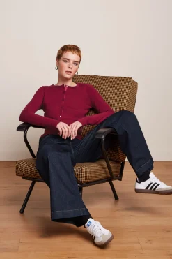 King Louie Vesten|Cardi Roundneck Cocoon Beaujolais Red