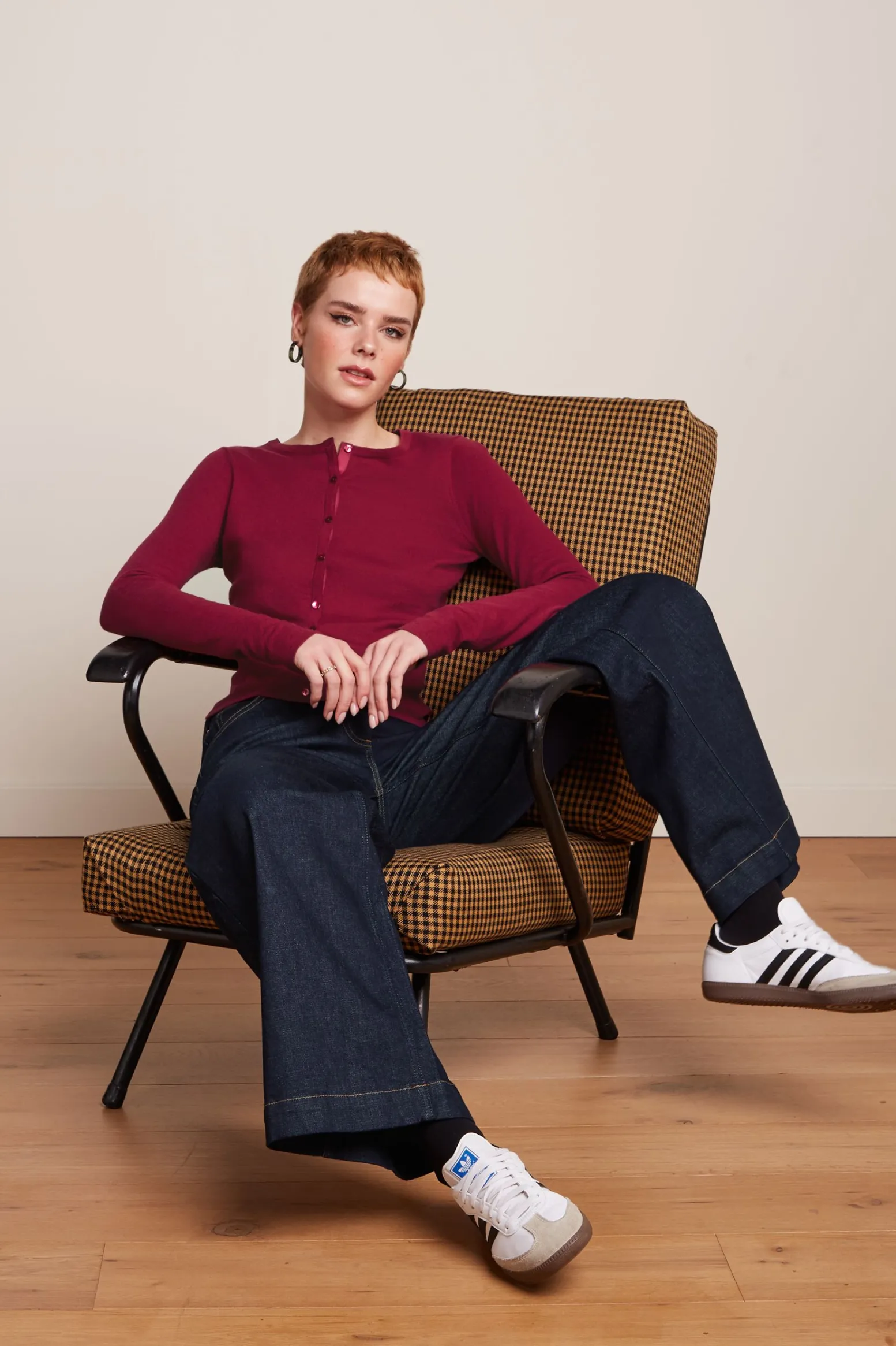 King Louie Vesten|Cardi Roundneck Cocoon Beaujolais Red