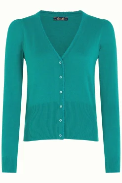 King Louie Vesten|Cardi V Cocoon Dark Aqua Green