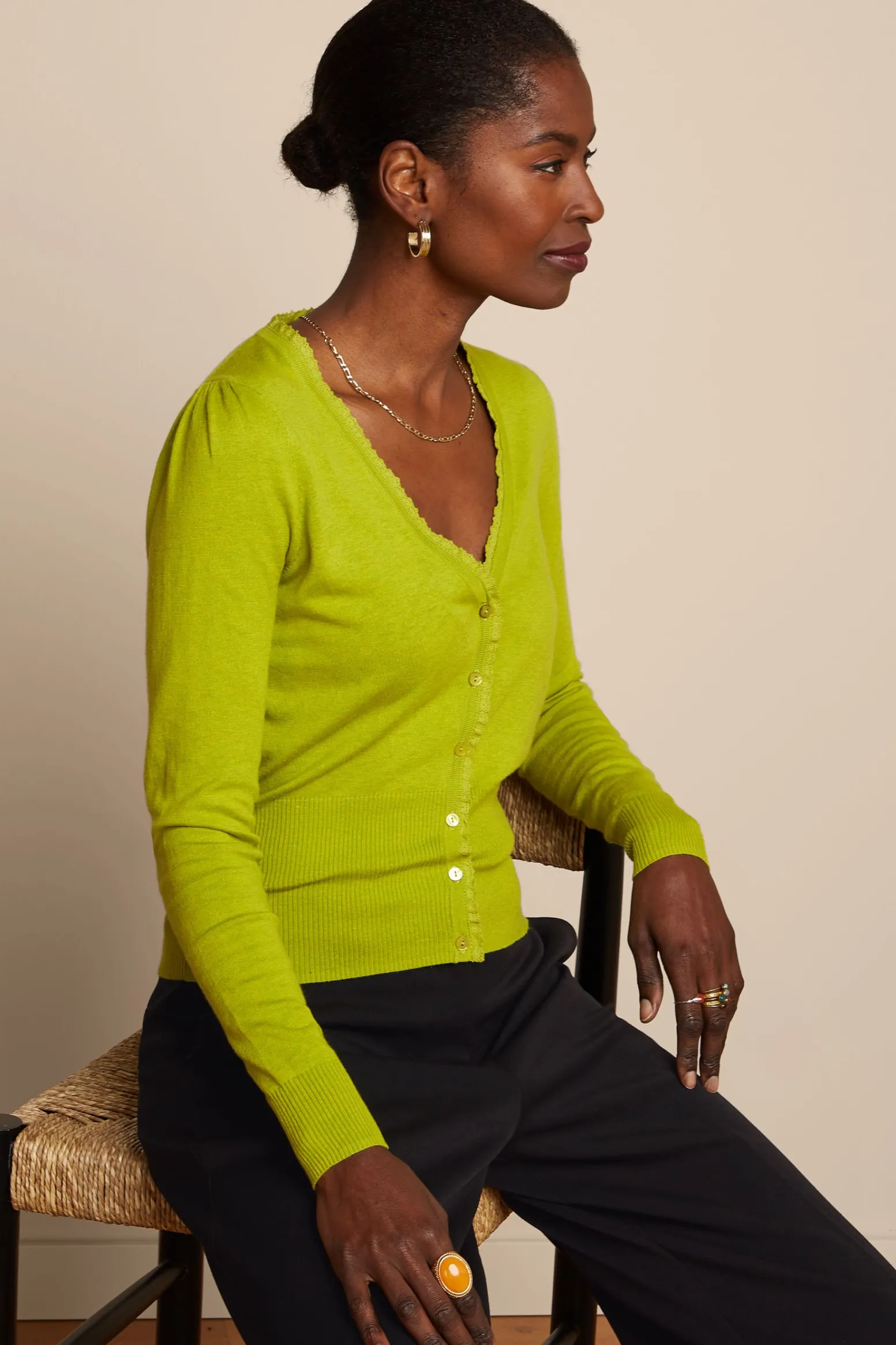 King Louie Vesten|Cardi V Cocoon Citronelle Yellow