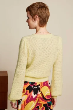 King Louie Vesten|Cardi V Farfalle Custard Yellow
