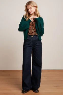King Louie Vesten|Cardi V Farfalle Pine Green