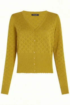 King Louie Vesten|Cardi V Heart Ajour Curry Yellow