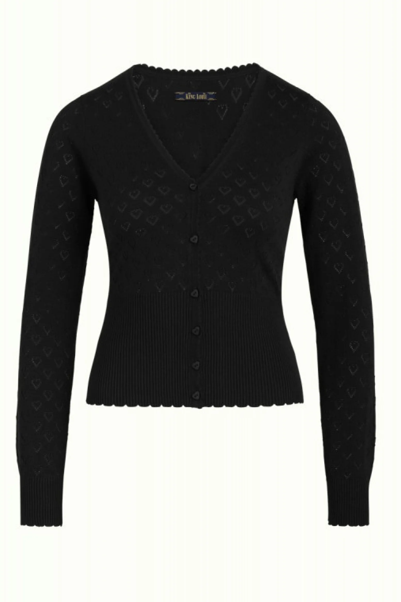 King Louie Vesten|Cardi V Heart Ajour BCI Black