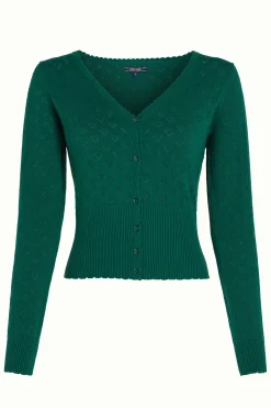 King Louie Vesten|Cardi V Heart Ajour BCI Peacock Green