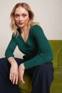King Louie Vesten|Cardi V Heart Ajour BCI Dragonfly Green