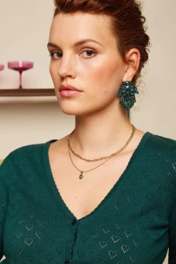King Louie Vesten|Cardi V Heart Ajour BCI Dragonfly Green
